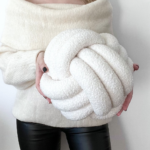Boucle triple ball knot pillow